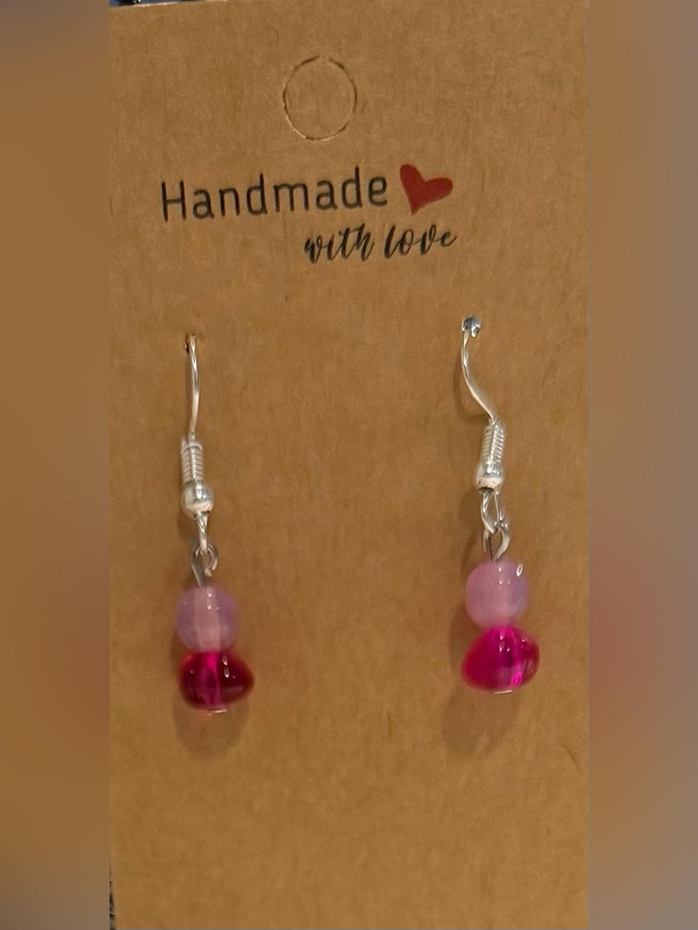 ✨Handmade✨ Pink Bead Drop Earrings